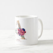 Ein Monogramm Floral Burgund Rot und Navy Blau Kaffeetasse (VorderseiteRechts)
