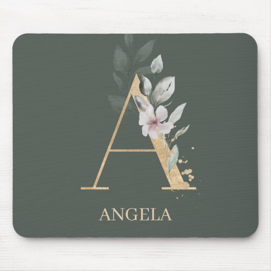 Ein Monogramm Floral V2 mit Blume Mousepad (Vorne)