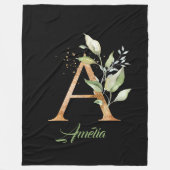 Ein monogramm-Grüner Eukalyptus-Glitzer Fleecedecke (Vorderseite)