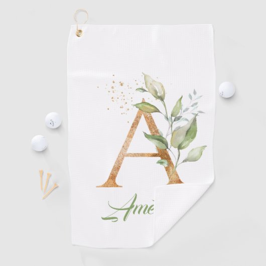 Ein monogramm-Grüner Eukalyptus-Glitzer Golfhandtuch (Insitu)
