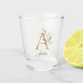 Ein monogramm-Grüner Eukalyptus-Glitzer Schnapsglas