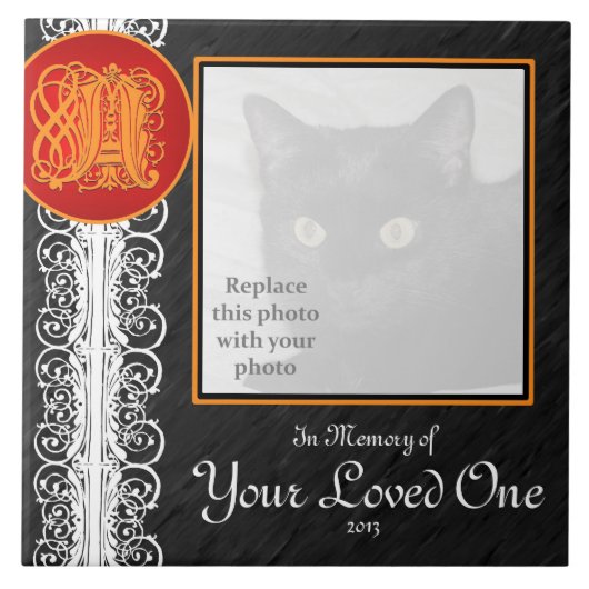 Ein Monogramm "In Erinnerung an dein Liebes" Tile Fliese (Vorderseite)