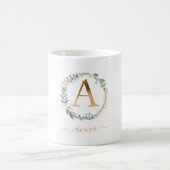 Ein monogramm, kundenspezifischer Blattkranz Kaffeetasse (Mittel)