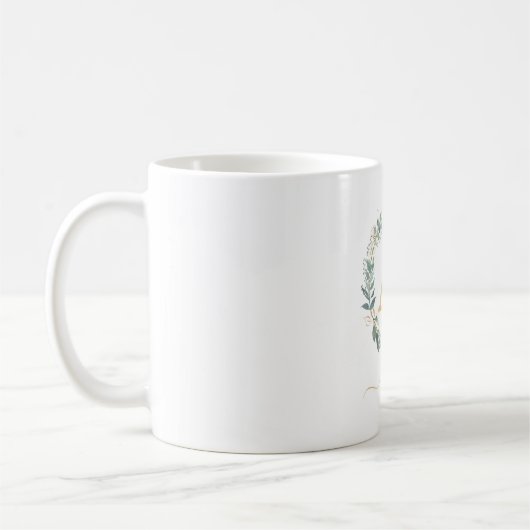 Ein monogramm, kundenspezifischer Blattkranz Kaffeetasse (Links)