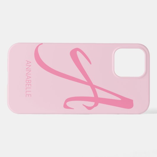 Ein Monogramm Personalisiert rosa iPhone Hülle (Rückseite (Horizontal))