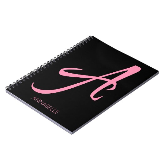 Ein Monogramm Personalisiert rosa Notizblock (Linke Seite)