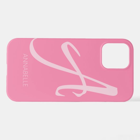 Ein Monogramm Personalisierter rosa iPhone-Fall iPhone Hülle (Rückseite (Horizontal))