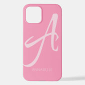 Ein Monogramm Personalisierter rosa iPhone-Fall iPhone Hülle (Rückseite)