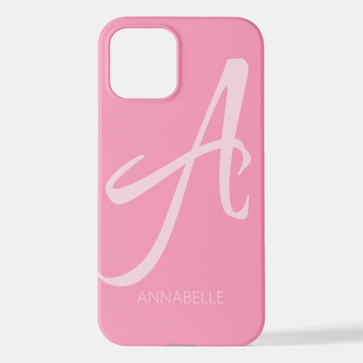 Ein Monogramm Personalisierter rosa iPhone-Fall iPhone Hülle (Rückseite)