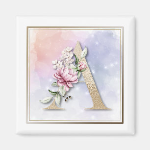 Ein monogramm Rosa Blumenmuster Magnet