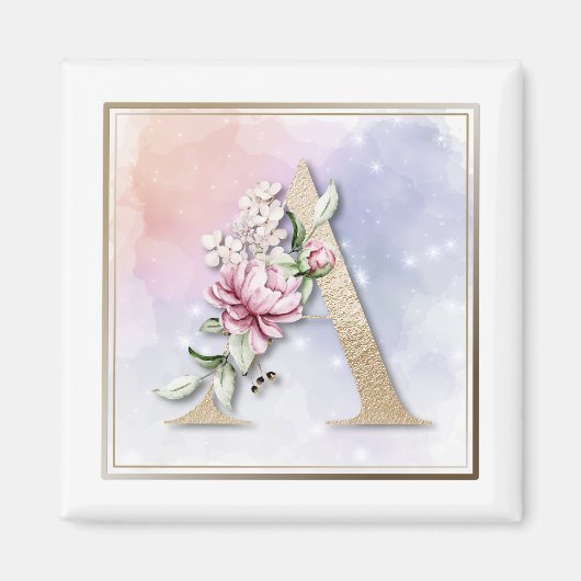Ein monogramm Rosa Blumenmuster Magnet (Vorne)
