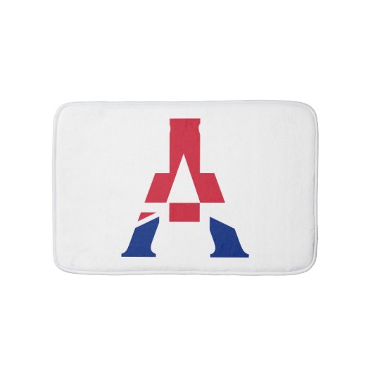 Ein Monogramm überlagerte sich auf der Flagge der  Badematte (Vorderseite)