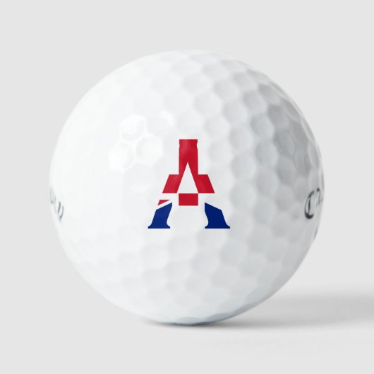Ein Monogramm überlagerte sich auf der Flagge der Golfball (Vorderseite)