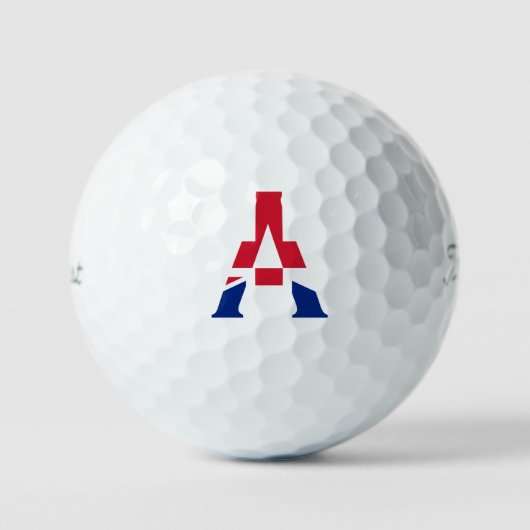 Ein Monogramm überlagerte sich auf der Union Jack Golfball (Vorderseite)