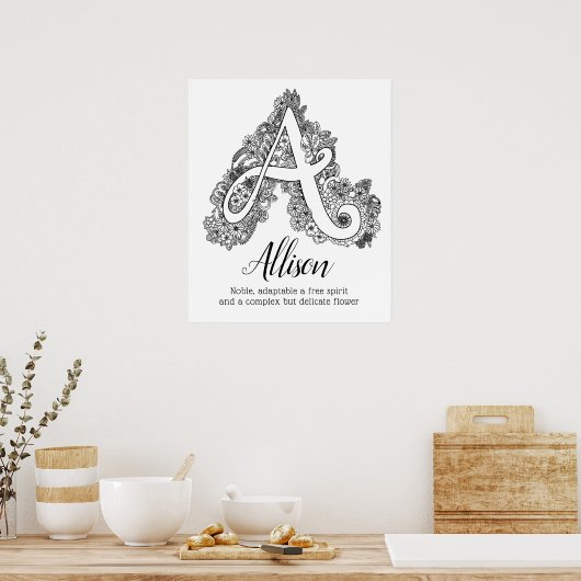 Ein monogramm-Winkelkunst Allison-Name Poster (Küche)