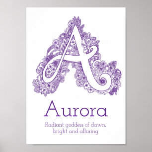 Ein monogrammatikales Kunstwinkel Aurora-Name Poster