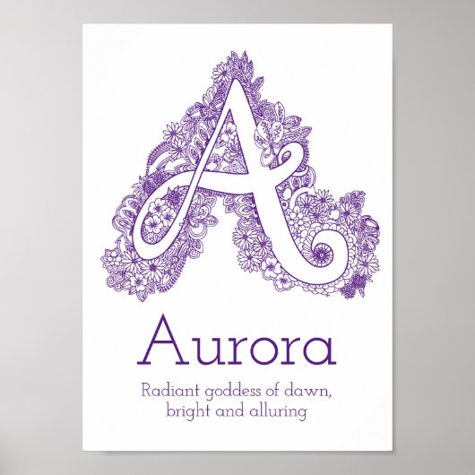 Ein monogrammatikales Kunstwinkel Aurora-Name Poster (Vorne)