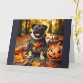 Ein Mops-Hund Karte (Gelbe Blume)