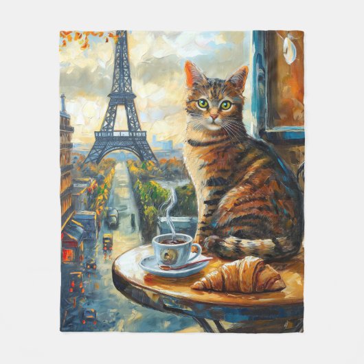 Ein Morgen in Paris | Getigelte Katze im Café Fleecedecke (Vorderseite)