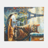 Ein Morgen in Paris | Getigelte Katze im Café Fleecedecke (Vorderseite (Horizontal))