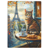 Ein Morgen in Paris | Getigelte Katze im Café Klemmbrett (Rückseite)