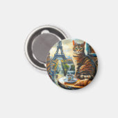 Ein Morgen in Paris | Getigelte Katze im Café Magnet (Vorderseite/Rückseite)