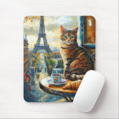Ein Morgen in Paris | Getigelte Katze im Café Mousepad (Mit Mouse)
