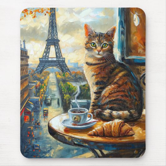 Ein Morgen in Paris | Getigelte Katze im Café Mousepad (Vorne)