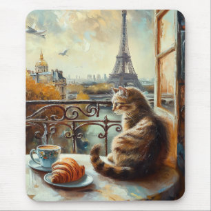Ein Morgen in Paris   Ginger Cat im Café Mousepad
