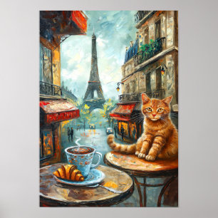 Ein Morgen in Paris Ginger Cat im Café Poster