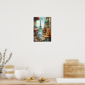 Ein Morgen in Paris | Ginger Cat im Café Poster (Küche)