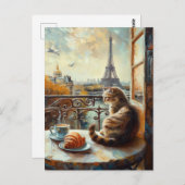 Ein Morgen in Paris | Ginger Cat im Café Postkarte (Vorne/Hinten)