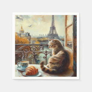 Ein Morgen in Paris   Ginger Cat im Café Serviette