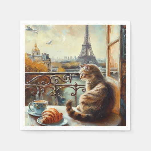Ein Morgen in Paris | Ginger Cat im Café Serviette (Vorderseite)