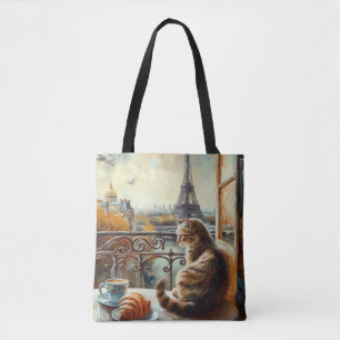 Ein Morgen in Paris   Rote Katze im Café Tasche