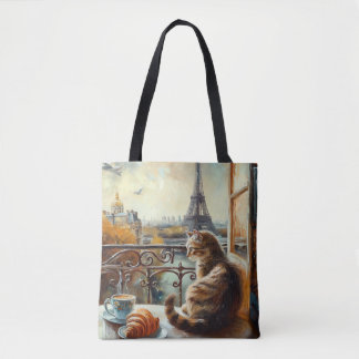 Ein Morgen in Paris | Rote Katze im Café Tasche
