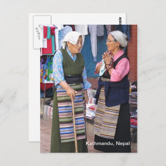 Ein morgendlicher Chat in Boudha Stupa Postkarte (Vorne/Hinten)