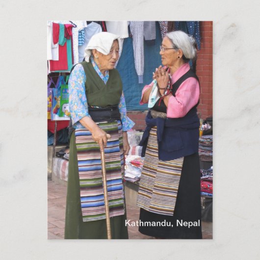 Ein morgendlicher Chat in Boudha Stupa Postkarte (Vorderseite)