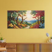 ein Mosaik eines Weges mit Bäumen und Blume Leinwanddruck (Insitu (Wohnzimmer))