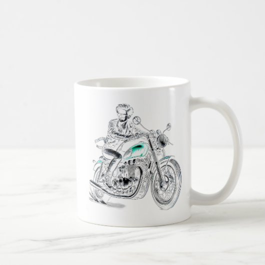 Ein Motorrad mit Retro-Look. Kaffeetasse (Rechts)