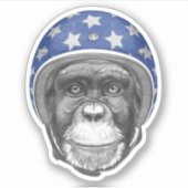 Ein Motorradfahrer mit Schimpanse Aufkleber (Vorderseite)