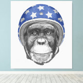 Ein Motorradfahrer mit Schimpanse Leinwanddruck (Insitu (Holzboden))