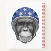 Ein Motorradfahrer mit Schimpanse Notizblock (Rückseite)