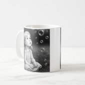 Ein Mug mit einem kleinen Mädchen in Schwarz-Weiß. Kaffeetasse (Vorderseite Links)
