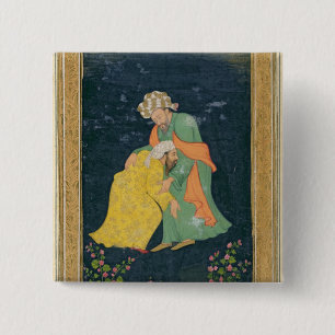 Ein Mulla, der unten zu einem Mann im iranischen Button