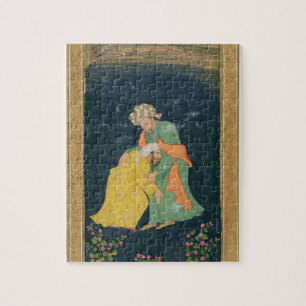 Ein Mulla, der unten zu einem Mann im iranischen Puzzle