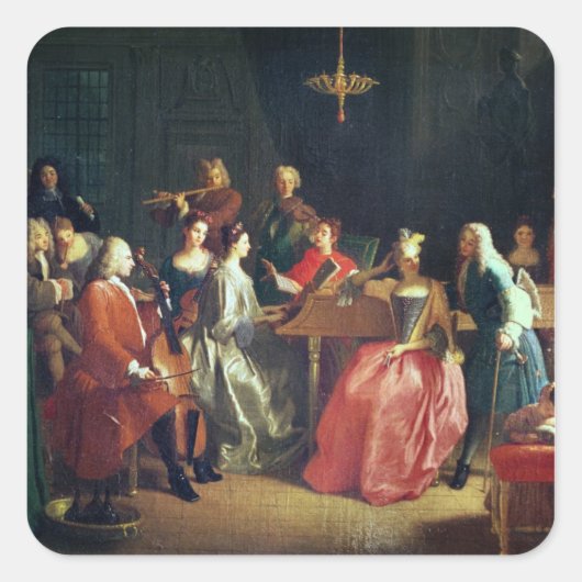 Ein musikalischer Abend (Öl auf Leinwand) Quadratischer Aufkleber (Vorderseite)