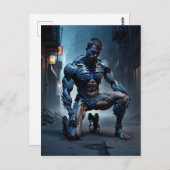 Ein Muskelmann mit einem Knie auf dem Boden schein Postkarte (Vorne/Hinten)