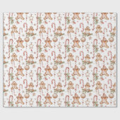 Ein Muster aus Lebkuchen, Zuckerrohren und Sternen Geschenkpapier (Flach)