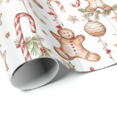 Ein Muster aus Lebkuchen, Zuckerrohren und Sternen Geschenkpapier (Rolleneckpunkt)